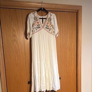 In Bloom Embroidered Maxi Dress - White and Multicolor (PinkBlush Maternity)